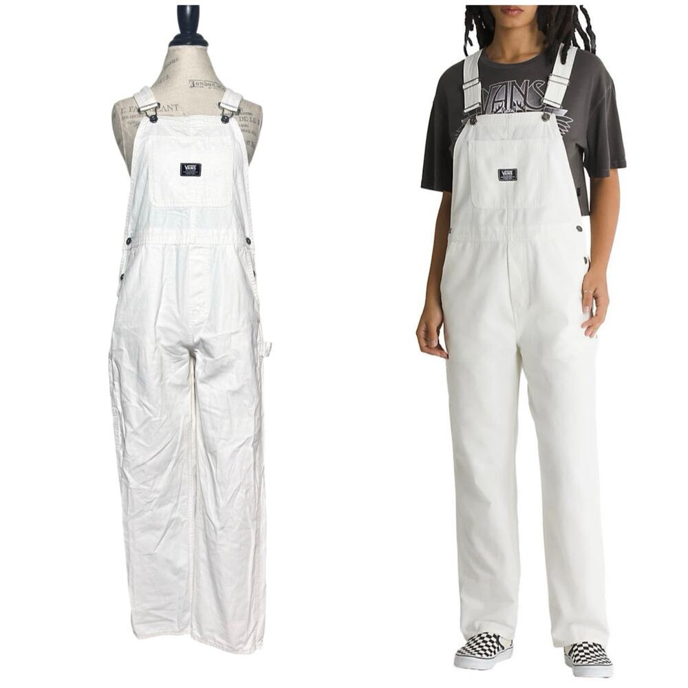 VANS | Women | Ground Work White Cotton Canvas Carpenter Style Overalls | Small